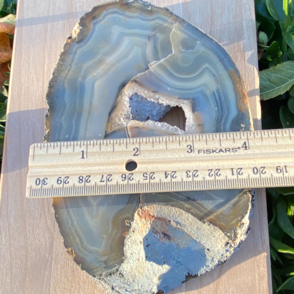 4" Unique Thick Large Druzy Blue Agate Slice - Picture 11 of 11